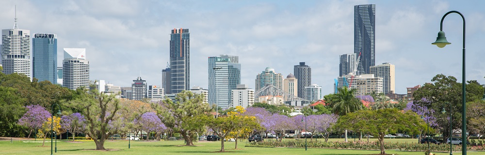 A treelined street in New Farm, Brisbane near the New Farm Park rotunda